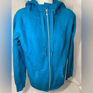 Champion Sweatshirt Size Medium Aqua Blue Hoodie Full Zip Hooded Pockets. EUC.
